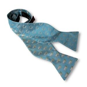 Southern Proper Mens Light Blue Reversible Horseshoe and Julep Cup Bow Tie
